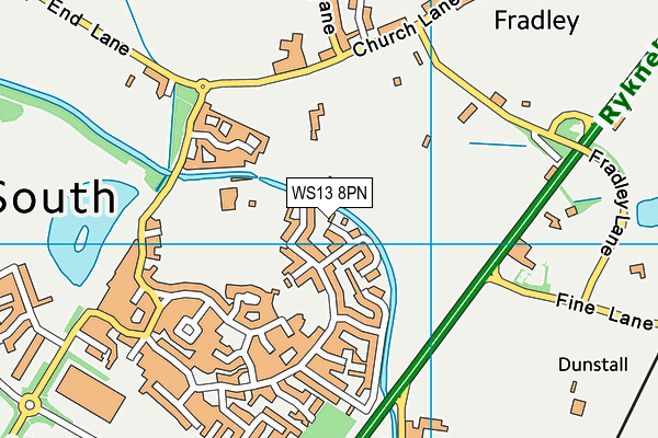 WS13 8PN map - OS VectorMap District (Ordnance Survey)