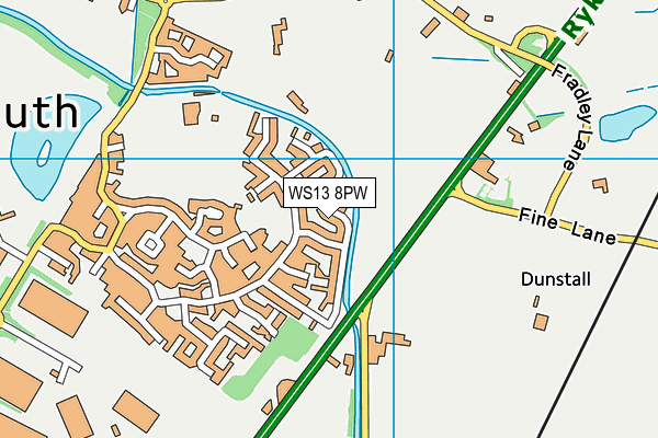 WS13 8PW map - OS VectorMap District (Ordnance Survey)