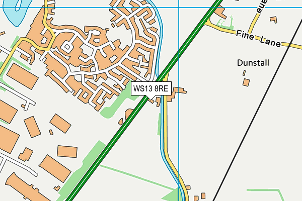 WS13 8RE map - OS VectorMap District (Ordnance Survey)