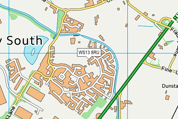 WS13 8RU map - OS VectorMap District (Ordnance Survey)