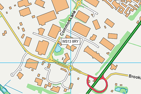 WS13 8RY map - OS VectorMap District (Ordnance Survey)