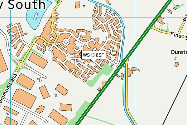 WS13 8SF map - OS VectorMap District (Ordnance Survey)