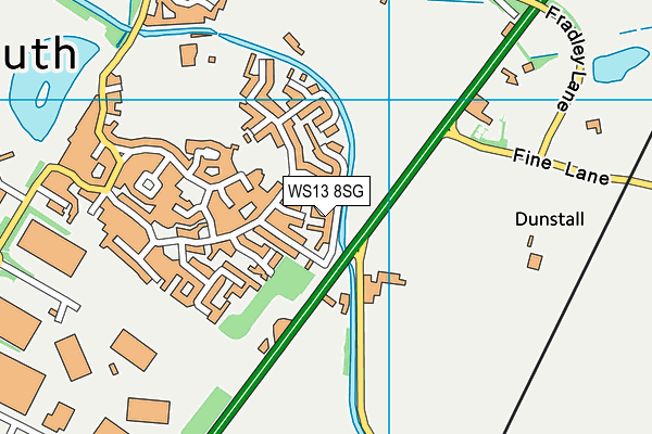 WS13 8SG map - OS VectorMap District (Ordnance Survey)