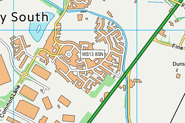 WS13 8SN map - OS VectorMap District (Ordnance Survey)