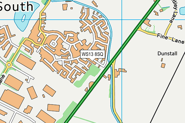 WS13 8SQ map - OS VectorMap District (Ordnance Survey)