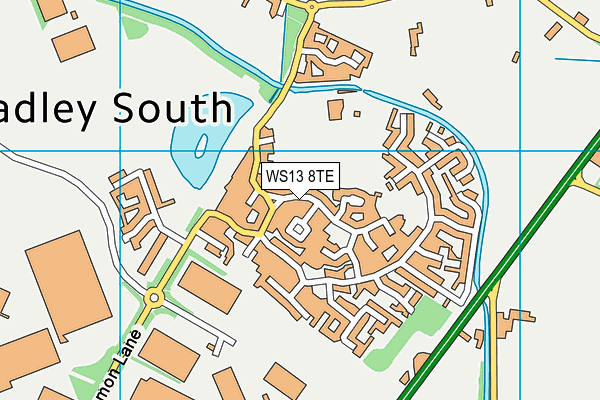 WS13 8TE map - OS VectorMap District (Ordnance Survey)