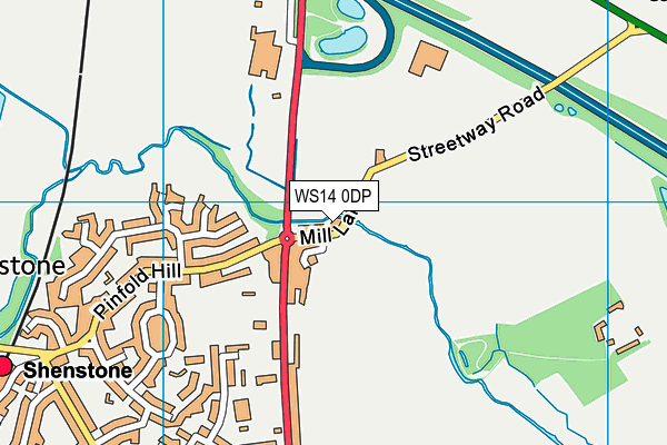 WS14 0DP map - OS VectorMap District (Ordnance Survey)