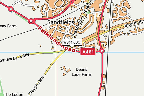 WS14 0DQ map - OS VectorMap District (Ordnance Survey)