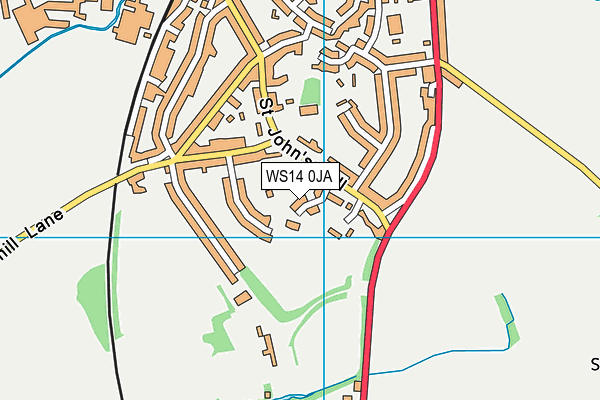 WS14 0JA map - OS VectorMap District (Ordnance Survey)
