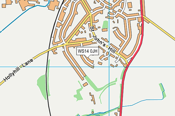 WS14 0JH map - OS VectorMap District (Ordnance Survey)