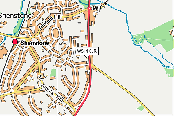 WS14 0JR map - OS VectorMap District (Ordnance Survey)