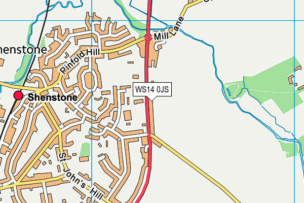 WS14 0JS map - OS VectorMap District (Ordnance Survey)