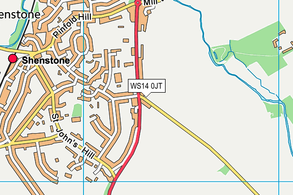WS14 0JT map - OS VectorMap District (Ordnance Survey)