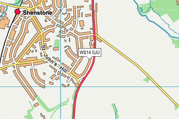 WS14 0JU map - OS VectorMap District (Ordnance Survey)