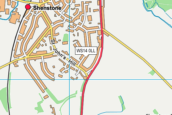 WS14 0LL map - OS VectorMap District (Ordnance Survey)
