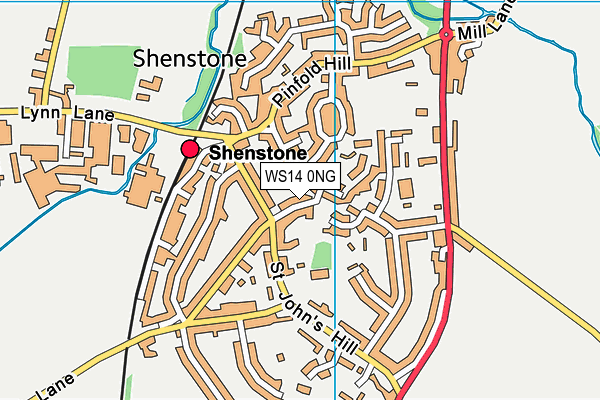 WS14 0NG map - OS VectorMap District (Ordnance Survey)