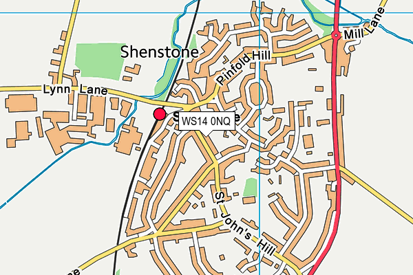 WS14 0NQ map - OS VectorMap District (Ordnance Survey)
