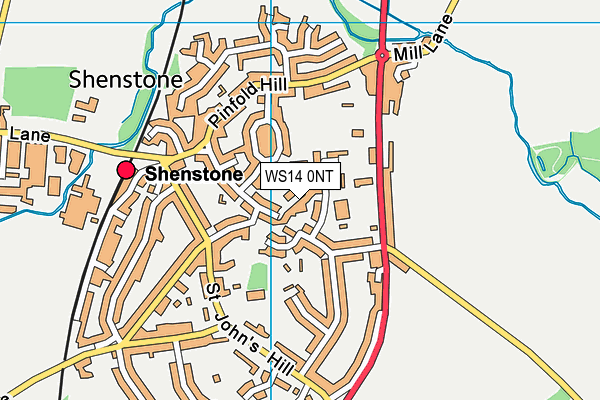 WS14 0NT map - OS VectorMap District (Ordnance Survey)