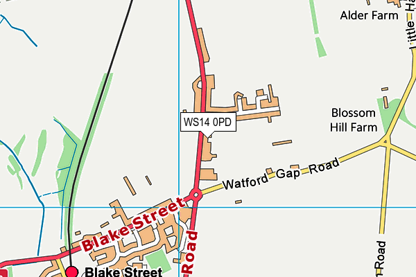 WS14 0PD map - OS VectorMap District (Ordnance Survey)