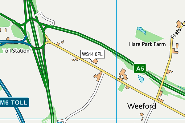 WS14 0PL map - OS VectorMap District (Ordnance Survey)