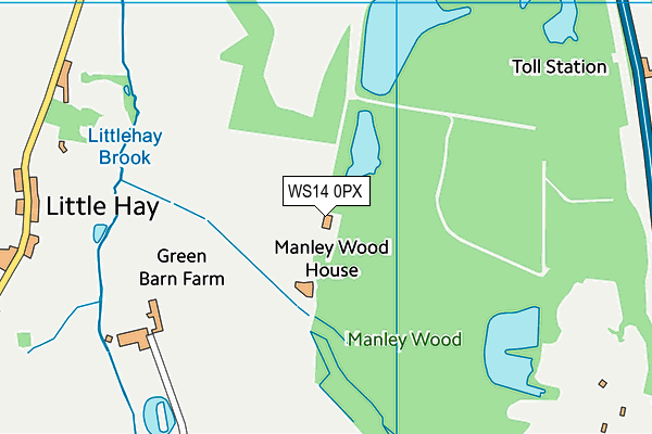 WS14 0PX map - OS VectorMap District (Ordnance Survey)