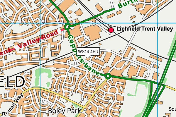 WS14 4FU map - OS VectorMap District (Ordnance Survey)