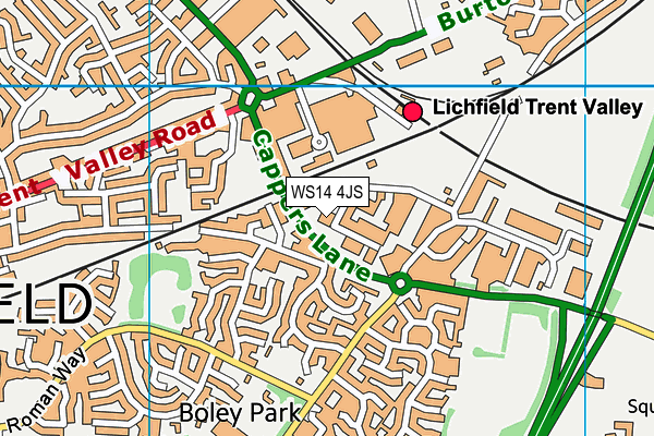 WS14 4JS map - OS VectorMap District (Ordnance Survey)