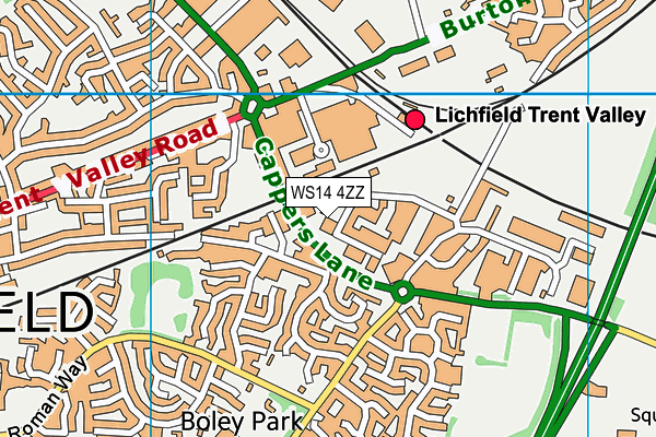 WS14 4ZZ map - OS VectorMap District (Ordnance Survey)