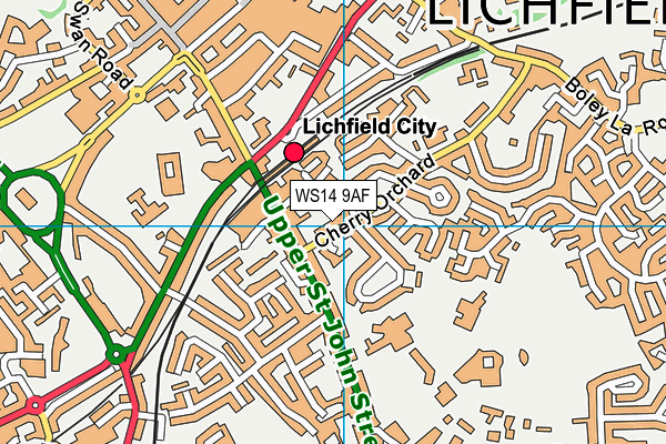 WS14 9AF map - OS VectorMap District (Ordnance Survey)