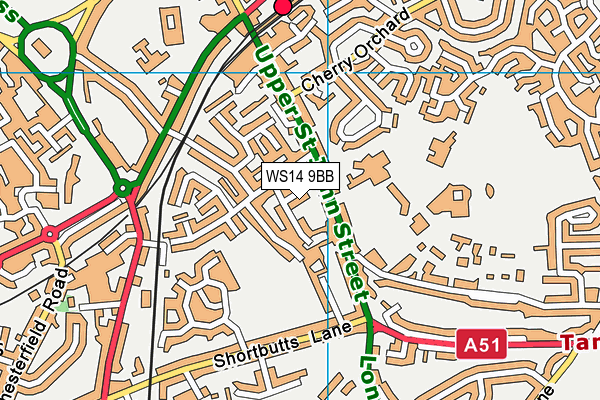 WS14 9BB map - OS VectorMap District (Ordnance Survey)