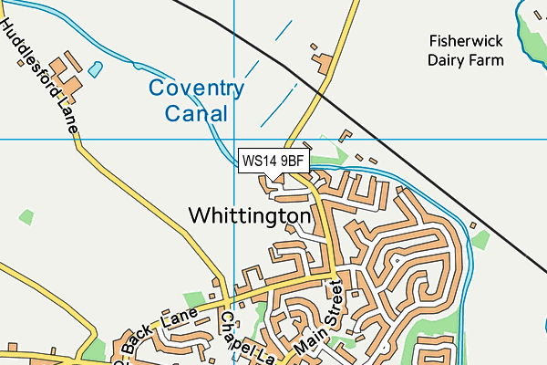 WS14 9BF map - OS VectorMap District (Ordnance Survey)