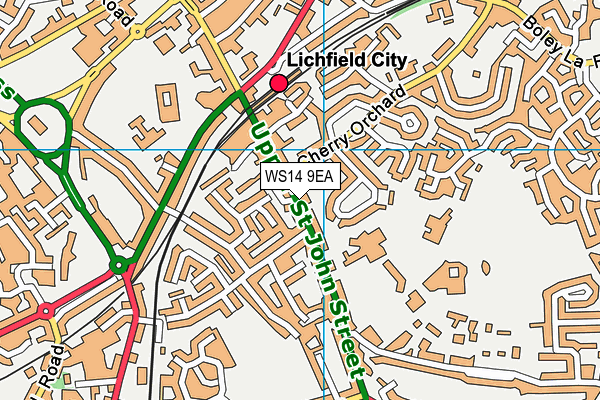 WS14 9EA map - OS VectorMap District (Ordnance Survey)