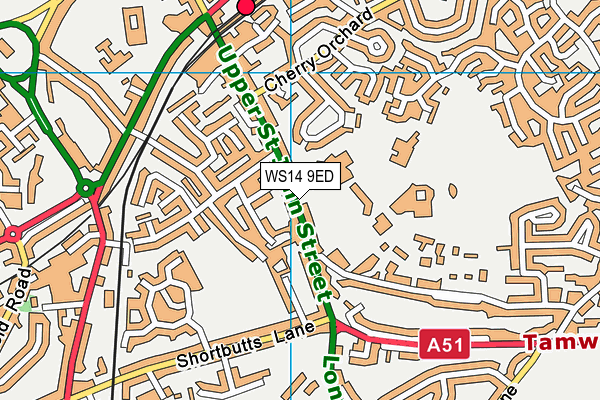 WS14 9ED map - OS VectorMap District (Ordnance Survey)