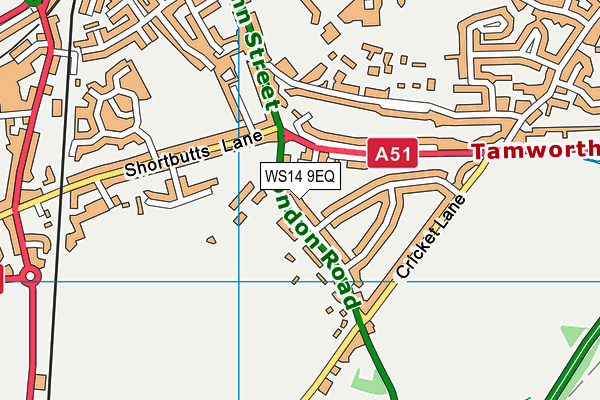 WS14 9EQ map - OS VectorMap District (Ordnance Survey)