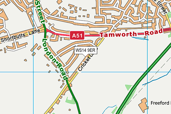 WS14 9ER map - OS VectorMap District (Ordnance Survey)