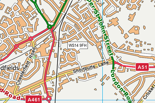 WS14 9FH map - OS VectorMap District (Ordnance Survey)