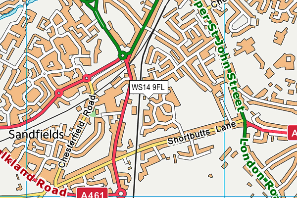 WS14 9FL map - OS VectorMap District (Ordnance Survey)