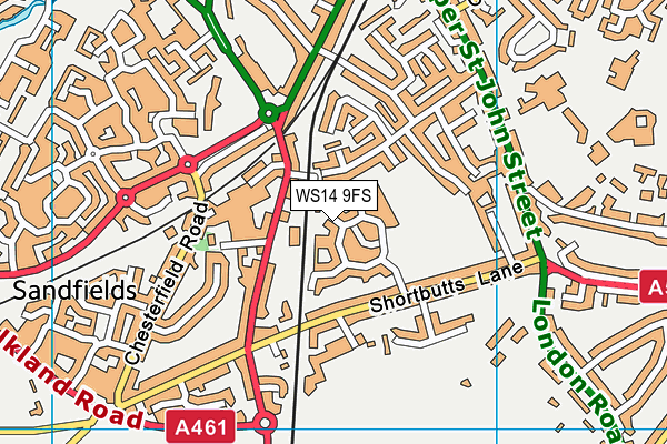 WS14 9FS map - OS VectorMap District (Ordnance Survey)