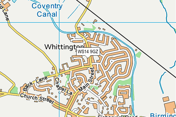 WS14 9GZ map - OS VectorMap District (Ordnance Survey)