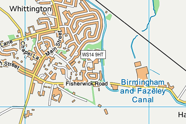 WS14 9HT map - OS VectorMap District (Ordnance Survey)