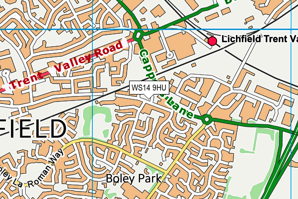 WS14 9HU map - OS VectorMap District (Ordnance Survey)