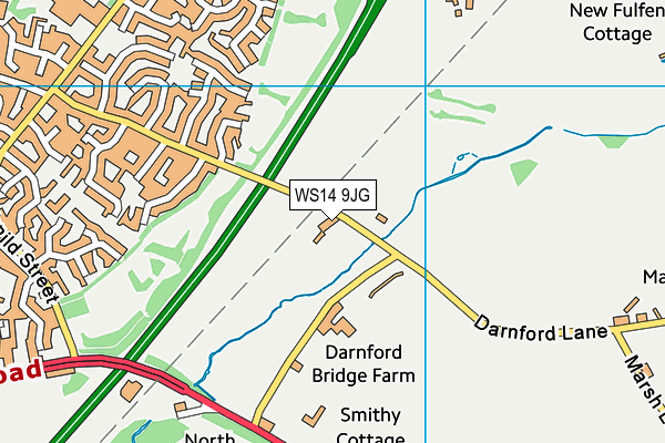 Darnford Moors Golf Club map (WS14 9JG) - OS VectorMap District (Ordnance Survey)