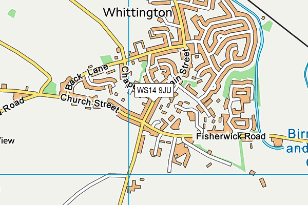 WS14 9JU map - OS VectorMap District (Ordnance Survey)