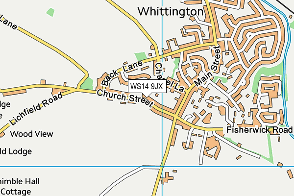 WS14 9JX map - OS VectorMap District (Ordnance Survey)