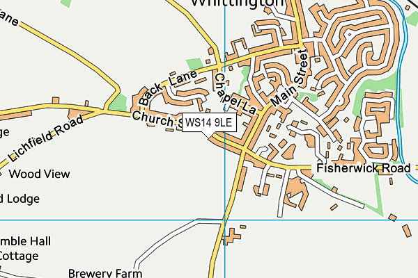WS14 9LE map - OS VectorMap District (Ordnance Survey)