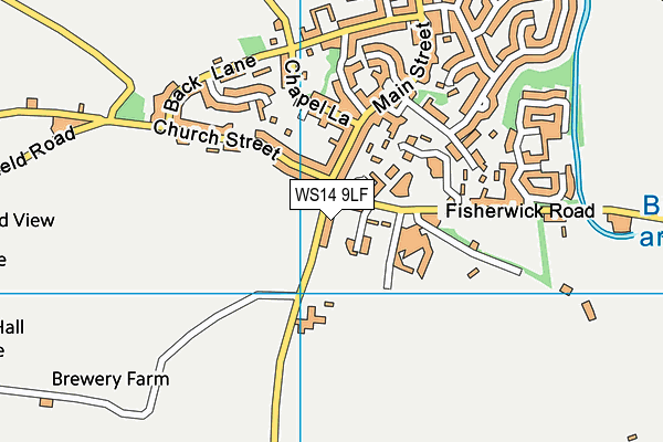 WS14 9LF map - OS VectorMap District (Ordnance Survey)