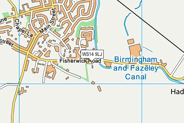 WS14 9LJ map - OS VectorMap District (Ordnance Survey)
