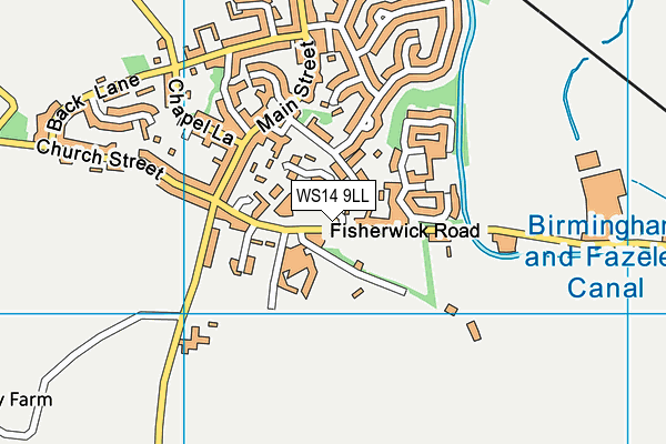 WS14 9LL map - OS VectorMap District (Ordnance Survey)