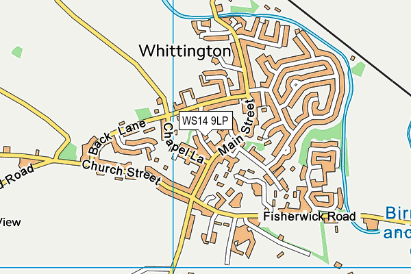 WS14 9LP map - OS VectorMap District (Ordnance Survey)