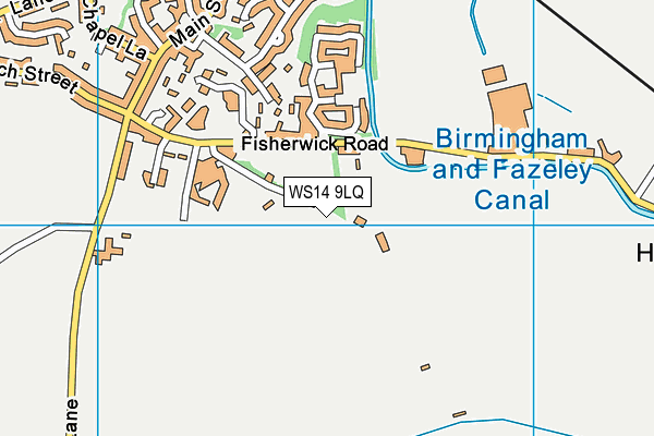 Whittington Cricket Club map (WS14 9LQ) - OS VectorMap District (Ordnance Survey)